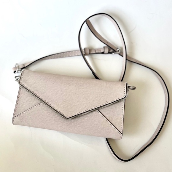 Rebecca Minkoff Cleo Wallet on a Chain  Warm Grey - Picture 1 of 8